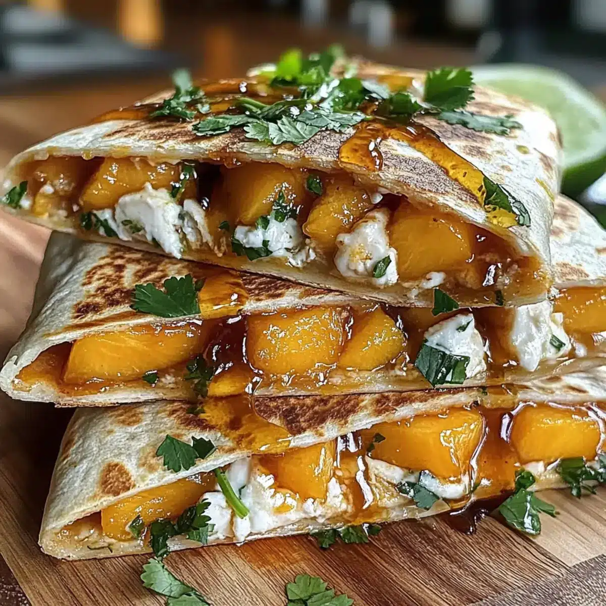 Sweet & Savory Peach Quesadillas