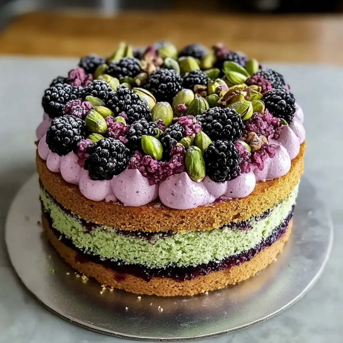 Pistachio and Blackberry Olive Oil Cake Recipe