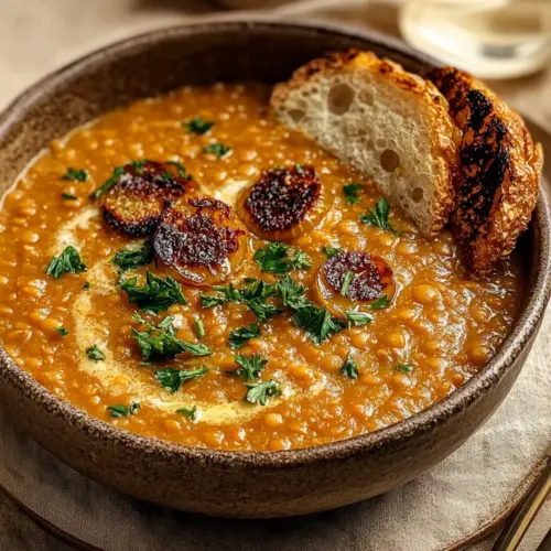 Caramelized Onion Red Lentil Soup