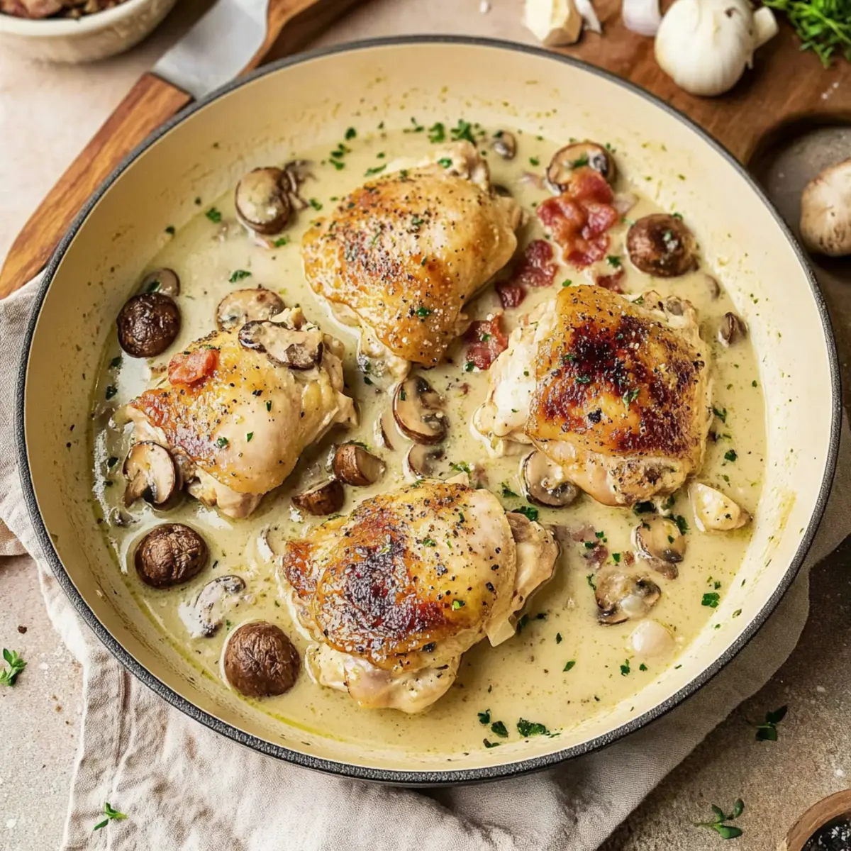Braised Chicken Fricassé in White Wine Sauce